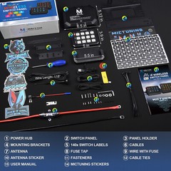 MICTUNING P1s Wireless Switch Panel 328FT Led Circuit Relay System Remote contro
