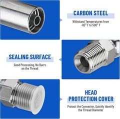 12 Pack 1/2″ NPTF Hydraulic Hose Crimp Fittings, 3/8″ I.D. Hose x 1/2″ NPTF Male