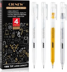 Gold Silver White Gel Pens, 3 Pack, 1mm Gel Ink Pen, Opaque Ink, Gel Pen for
