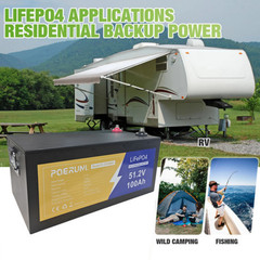 48V 100Ah LiFePO4 Lithium Battery Bluetooth BMS with Charger For Solar Camp RV