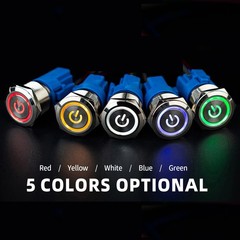 Latching Push Button Power Switch 16mm 12V LED ON OFF Waterproof Stainless Steel