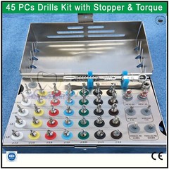 Implant Integral Stopper Drills 35 Pcs & 10 Drivers and Keys 45 Pcs Complete kit