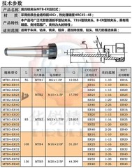 Morse Taper MT1 MT2 MT3 MT4 ER11 ER16 ER20 ER25 ER32 ER40 Collet Chuck Holder