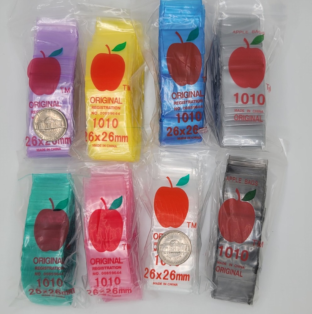 Original Apple Brand Baggies 1″X1″ Bags 1010 (1000 PCS) Per Bundle Mix COLORS