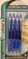 PROMARX GRIPPY RETRACTABLE BALLPOINT PENS BLUE Ink Medium 1.0 mm 4 Pens/Pk