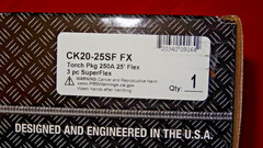 CK20 Water Cooled TIG Torch Kit Flex 250A 25′ 3-Pc Super-Flex CK20-25SF FX locUP