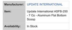 Update International ASFB-250 (Lot Of 5) Aluminum 7 Oz. Flat Bottom Scoop *NEW