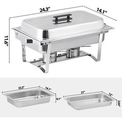 8 Pack Stainless Steel Chafer Chafing Dish Sets Catering Food Warmer 8 QT