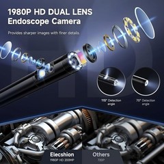 1920P HD Endoscope Borescope 8mm Inspection Snake Camera for iPhone Android iOS