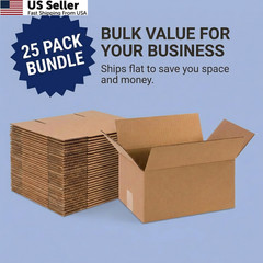 BOX USA Small Shipping Boxes 12″L x 8″W x 6″H 12x8x6″ (25-Pack), Kraft Brown