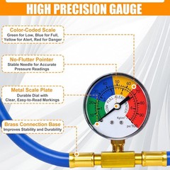 R134A Car AC Refrigerant Charge Hose Kit Recharge Hose with Gauge,1/2” Can Tap