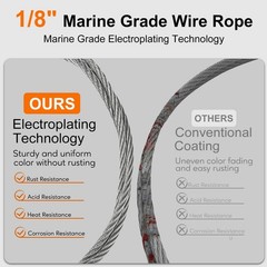 1/8″ wire cable, 100ft Wire Rope Metal Cable With Loop Sleeve And Steel Thimb…