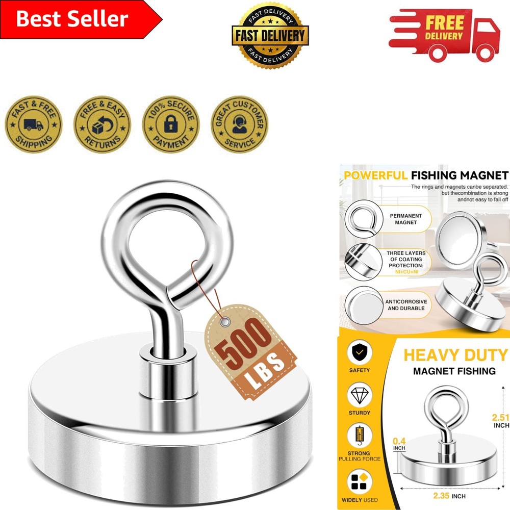 Super Strong 2.36” Neodymium Magnet 500 lbs – Ultimate Magnetic Fishing Tool
