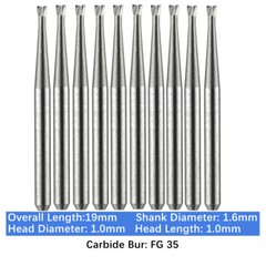 Vakker Dental Tungsten Carbide Burs for High Speed Handpiece FG 19mm