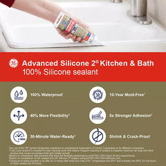 GE Advanced Silicone Caulk for Kitchen & Bathroom – 100% Waterproof Silicone Sea
