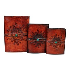 Handmade Vintage Genuine Leather Journal SUN Tree of Life For Men And Women