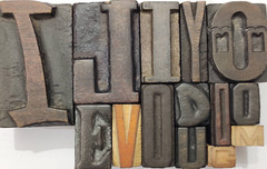 Vintage Letterpress 14 Mix Letters Wood Type Printers Block Collection #BL-301