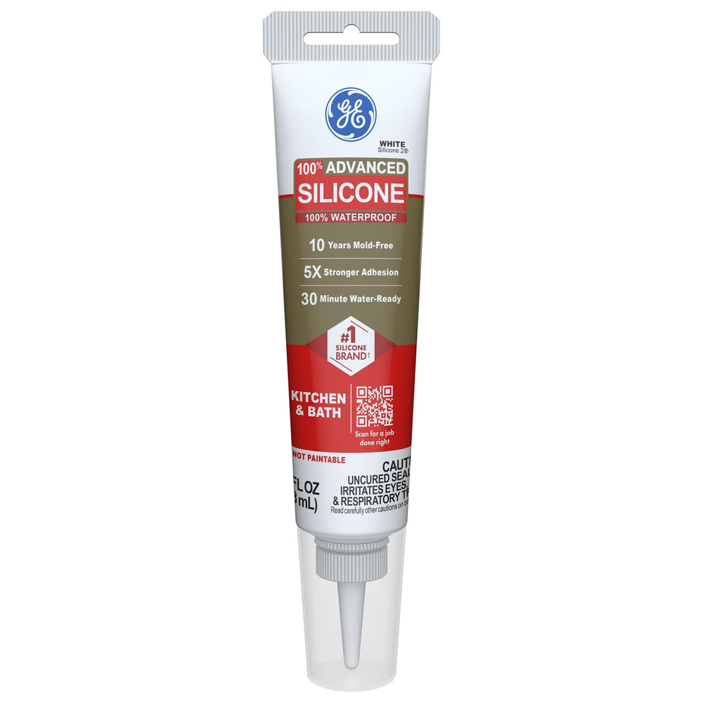 Advanced Silicone Caulk for Kitchen & Bathroom, White, 2.8 fl oz Tube, 1 Pack –