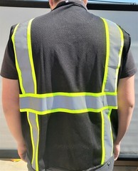 FX Two Tone HI-VIS Black Safety Vest with 4 Front Pocket Small to 5XL