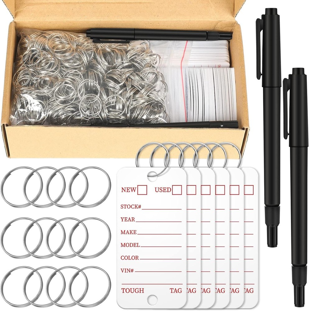 500 Pcs Poly Key Tags Plastic Dealership Car Key Tags with Labels for RV Auto Lu