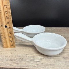 Revol France White Porcelain Single Handle Ramekins Set of 2 Individual Dishes
