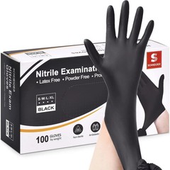 Schneider Nitrile Exam Gloves, Black, 100-Ct Box, Latex-Free, Powder-Free Gloves