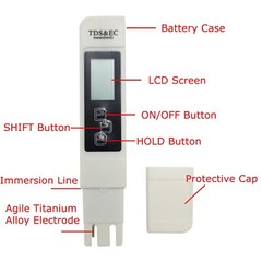 Portable TDS Meter Digital Tester Water Conductivity Temperature Test Pen