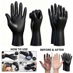 VOVOH 2Pcs Hair Dye Gloves, Black Reusable Rubber Gloves, Professional Hair C…