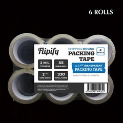 6 rolls Carton Sealing Clear Packing Shipping Box Tape 2 Mil- 2″ x 55 Yards