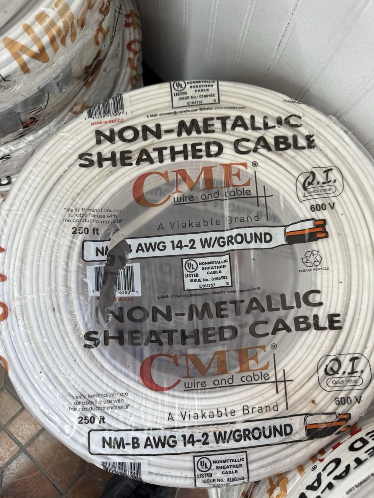 CME 14/2 Indoor Copper Building Wire NM-B w/ Ground Wire 250′ Foot Roll