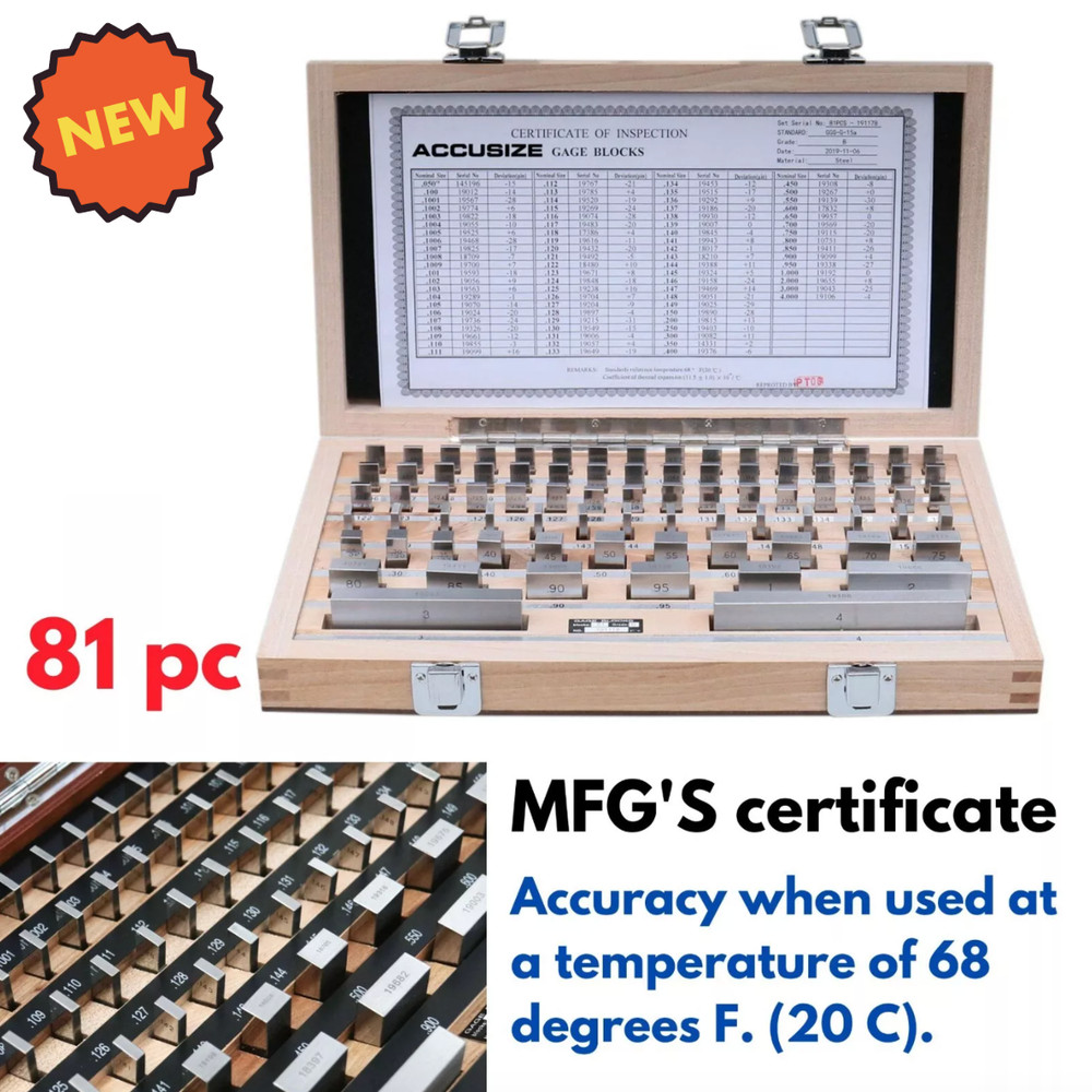 81Pc Steel Gauge Block Set for Calibration of Measuring Equipment Machinist Shop