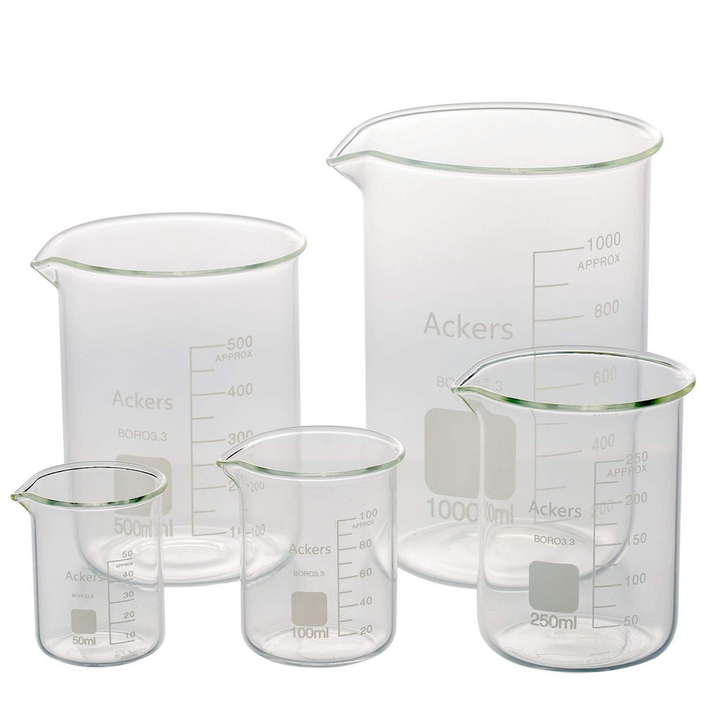 5 Pack Glass Lab Pyrex Beaker Set Measuring Cup 50/100/250/500/1000 ML