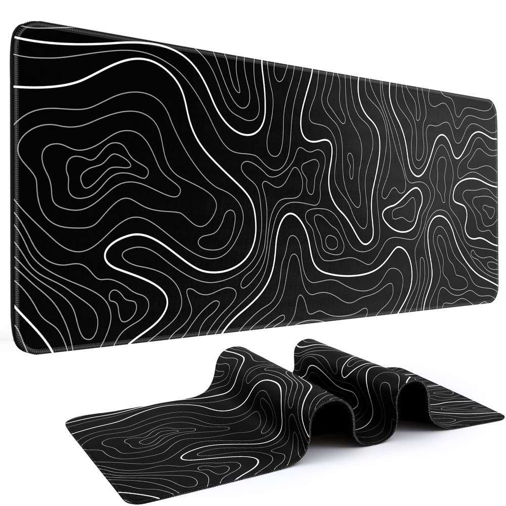 DIGSOM Gaming Mouse Pad, Black with 31.5L x 11.8W inches, Topographic