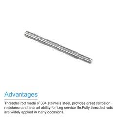 5 PCS M6x70mm Fully Threaded Rod 1mm Pitch 304 Stainless Steel Bar Studs