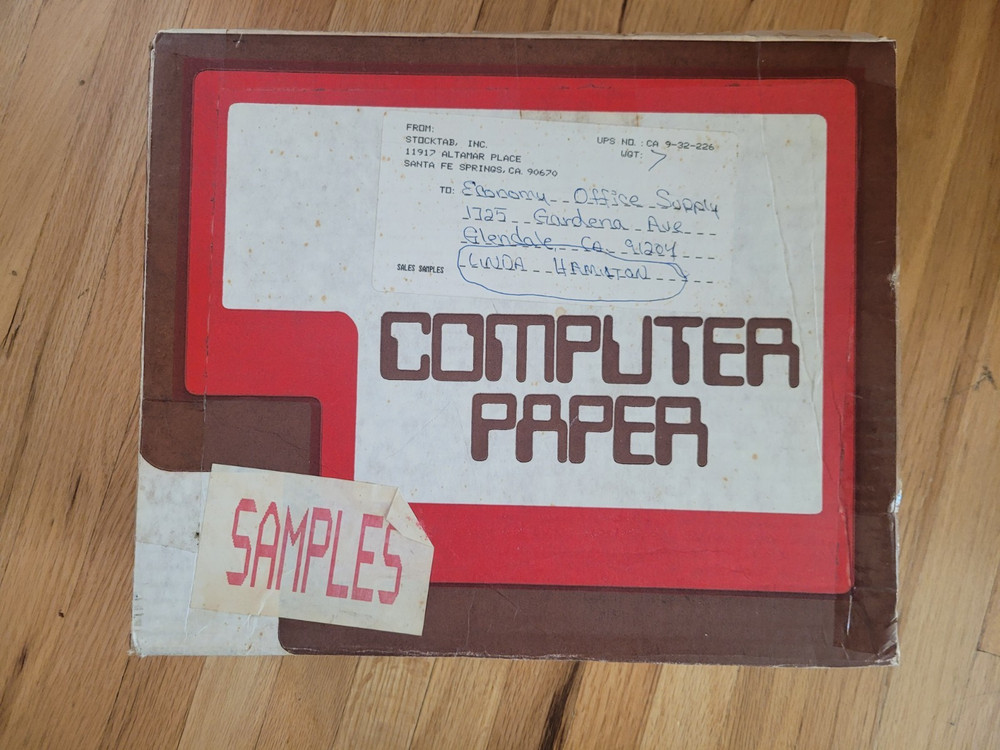 Vintage 80’s Computer Paper 9.5×11 Fanfold Tractor Feed NOS