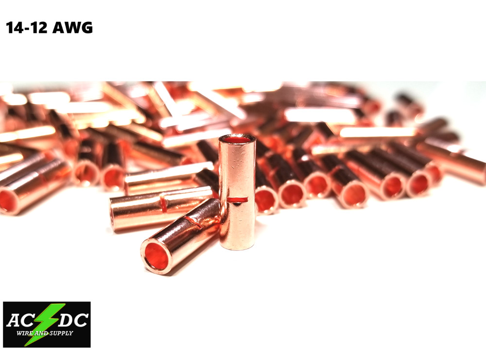 14-12 GAUGE 500 PK UNINSULATE​D BARE COPPER BUTT CONNECTOR TERMINAL WIRE