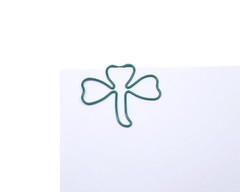 100 Count Green Shamrock Paper Clips, Clover Gifts, Cute Shaped Paper Clips