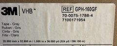 (1) Roll of 3M Gray GPH-160GF VHB Tape 1 in x 36 yd 25mm x 32.900m