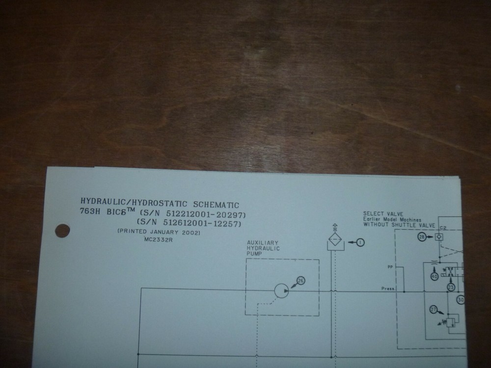 Bobcat 763H BICS Skid Steer Hydraulic Hydrostatic Diagram Manual S/N 512612001