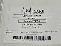 (200/cs) VitalCare Self-Seal Sterilization Pouches PP10546 8×16″ medical exp2025