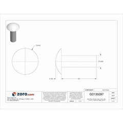 Zoro Select 55A0812-Ea-50 Solid Rivet, Brazier Head, 0.25 In Dia., 0.75 In L,,