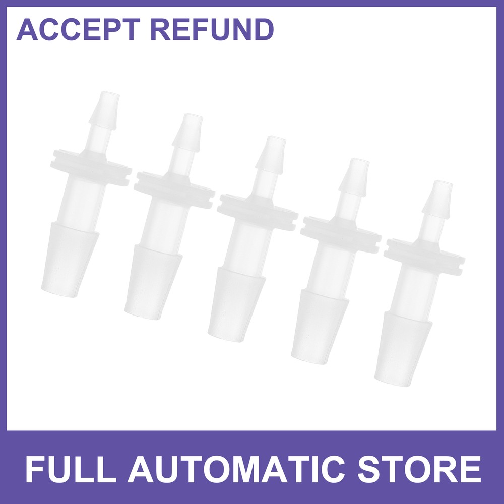 Five Plastic Hose Barb Fitting 1/8″ to 1/4″ Hose ID Connectors Clear Universal