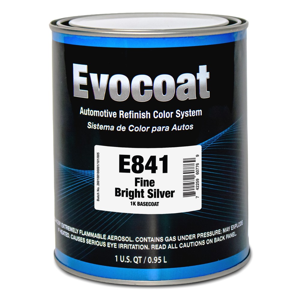 Evocoat 1K Base Coat E841 Fine Bright Silver QT, (Compatible With PC-1841 1:1