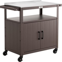 Outdoor Grill Cart with Stainless Steel Tabletop and Storage Cabinet,Movable Kit