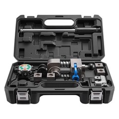 Hardened Carbon Steel Flaring Kit: 45° Die Head, 4 Sizes, Tube Cutter Included