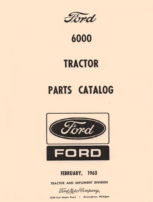 Ford 6000 Series Commander Tractor Parts Catalog Manual