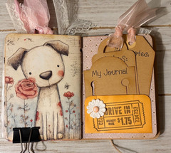 Junk Journal Handmade Booklet Book Vintage “Cute Animals” Pockets, Ephemera b