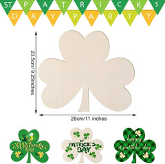 8 Pieces 11 Inches St. Patrick’S Day Wooden Shamrock Ornament Unfinished Cutout