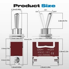 2Pack 30A 12V Toggle Switch Heavy Duty SPST 2Pin Waterproof Cover ON/OFF Kit