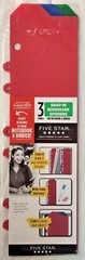 NEW- FIVE STAR Snap-In Bookmark Dividers, 3 Plastic, Tabbed- Red, Blue, Green